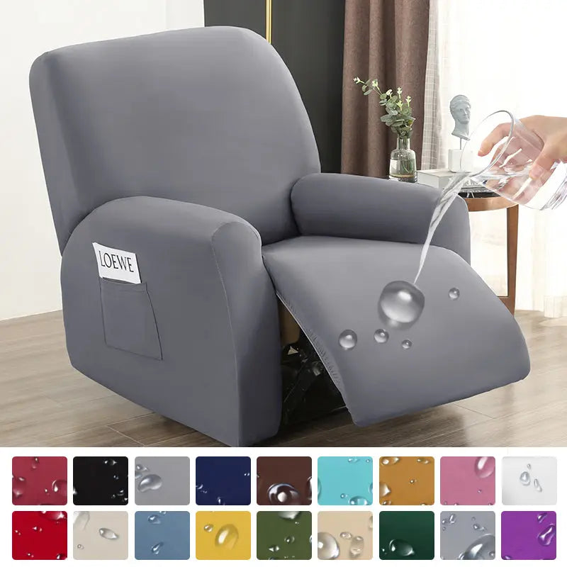 Grey 4 pieces Waterproof Recliner Sofa Cover for Living Room Sofa & Chair Covers