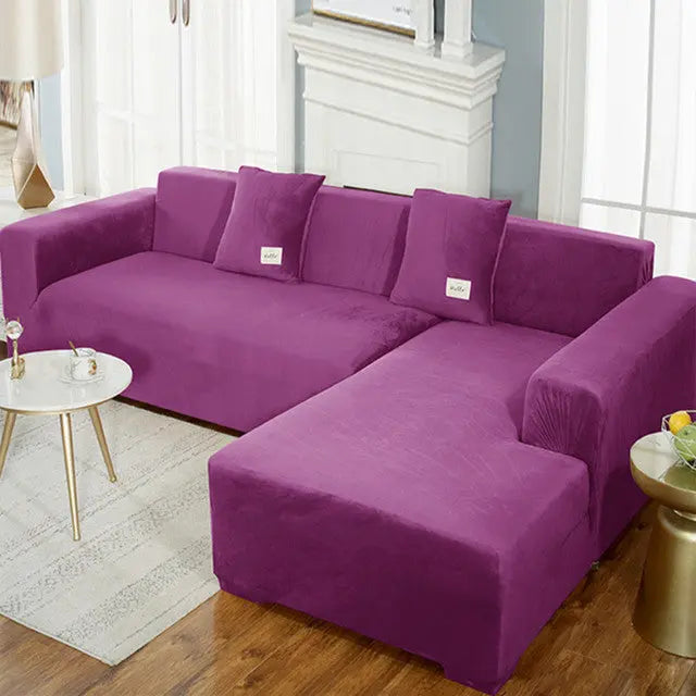 Velvet Plush L Shaped Sofa Velvet Covers for Living Room Sofa & Chair Covers