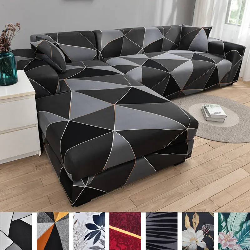 Geometric Corner Sofa Cover for L-Shaped Couch -  Sofa Chair Covers