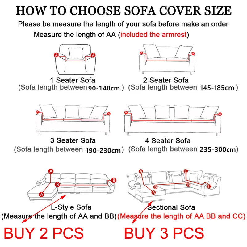 Elastic L-Shaped Sofa Cover | 1, 2, 3 or 4 Seater | All Seasons | Living Room | Sofa & Chair Covers