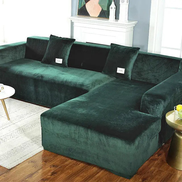 Velvet Plush L Shaped Sofa Velvet Covers for Living Room Sofa & Chair Covers