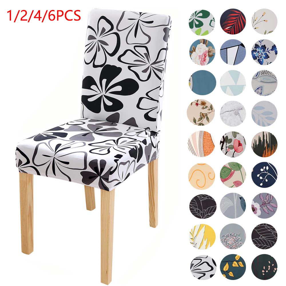 1/2/4/6Pcs Printed Flower Elastic Chair Cover Sofa & Chair Covers