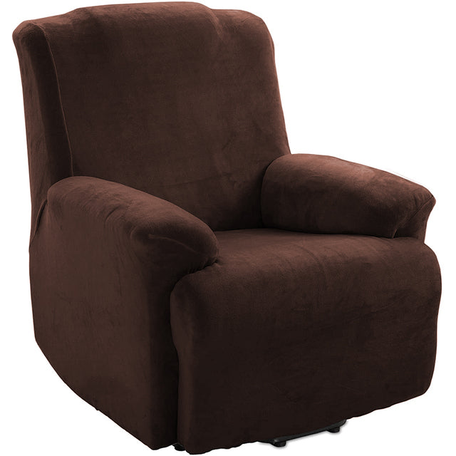 Brown 4 pieces Plush Velvet Recliner Sofa Cover for Living Room Sofa & Chair Covers