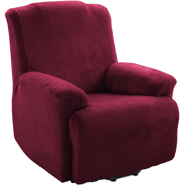 Burgundy 4 pieces Plush Velvet Recliner Sofa Cover for Living Room Sofa & Chair Covers