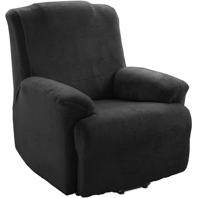 Black 4 pieces Plush Velvet Recliner Sofa Cover for Living Room Sofa & Chair Covers