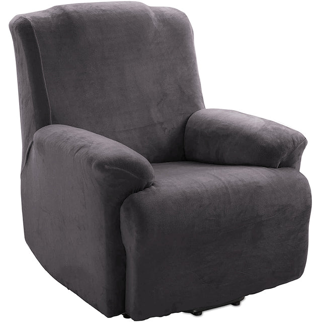 Grey 4 pieces Plush Velvet Recliner Sofa Cover for Living Room Sofa & Chair Covers