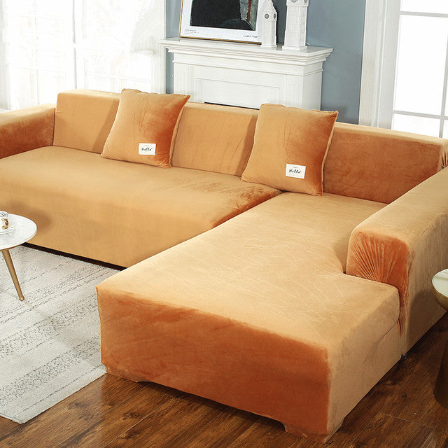 Velvet Plush L Shaped Sofa Velvet Covers for Living Room Sofa & Chair Covers