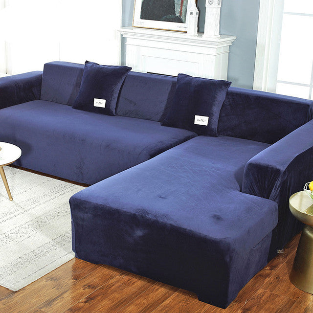 Velvet Plush L Shaped Sofa Velvet Covers for Living Room Sofa & Chair Covers