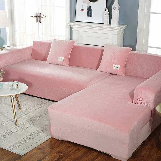 Velvet Plush L Shaped Sofa Velvet Covers for Living Room Sofa & Chair Covers