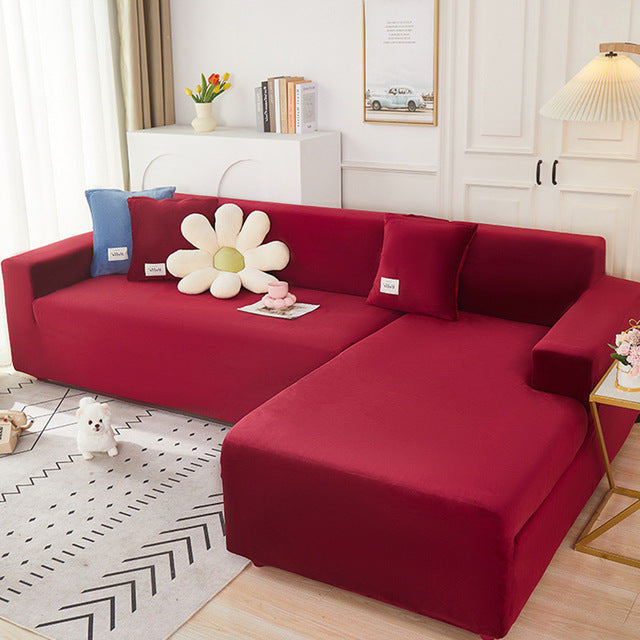 Velvet Plush L Shaped Sofa Velvet Covers for Living Room Sofa & Chair Covers