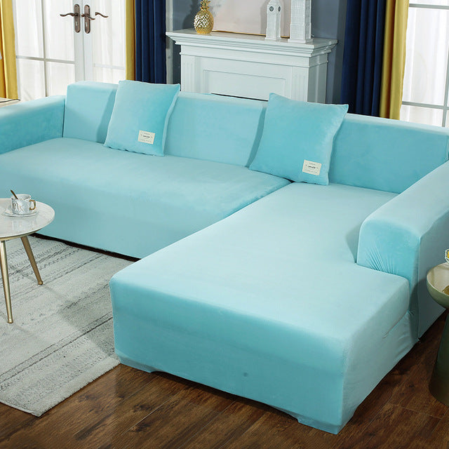 Velvet Plush L Shaped Sofa Velvet Covers for Living Room Sofa & Chair Covers